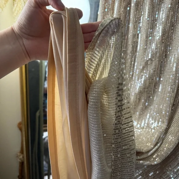 New York & Company Gold Sequin Maxi Skirt Elastic Waist - Picture 5 of 7